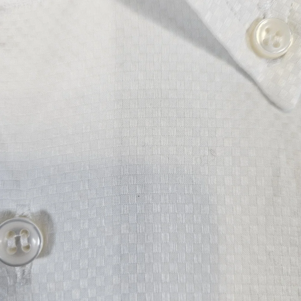 Burdi Dress Shirt Designer Mens XXL White Check Italy Comfort Fit Soft